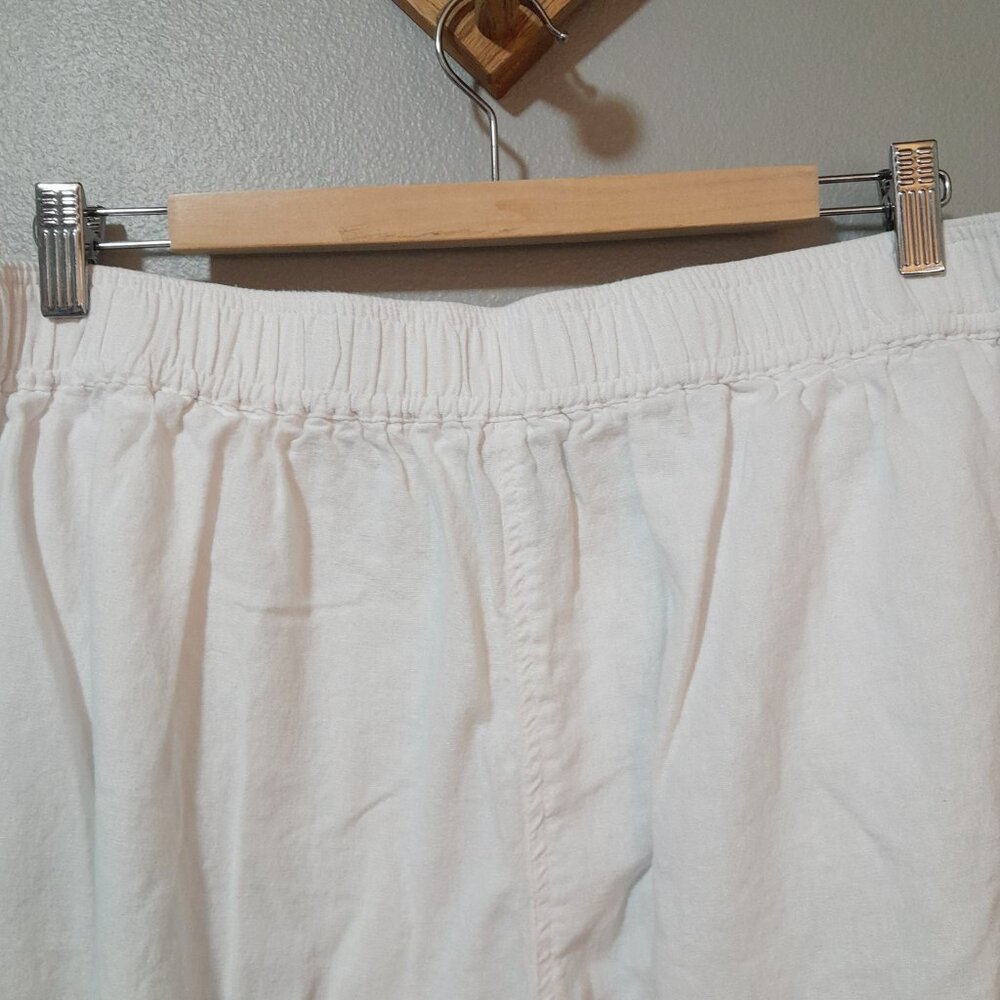 Zac & Rachel Wide Leg Linen Blend White Cargo Pants Size XL - Picture 3 of 6